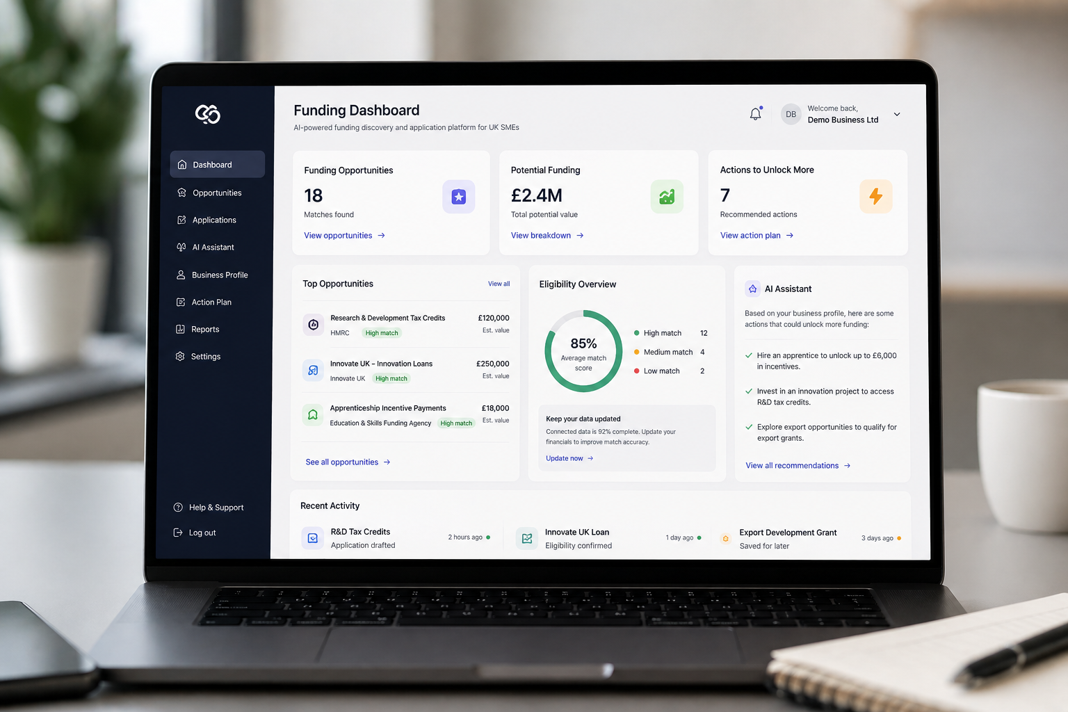 Funding Dashboard prototype